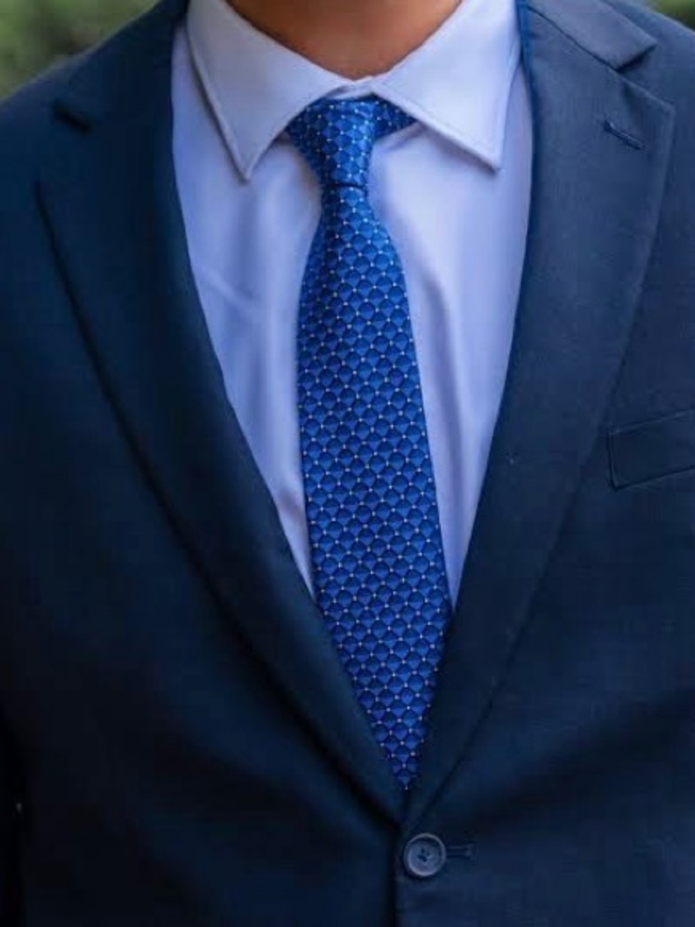 Men's Navy Blue Suit Jacket with Notch Lapel